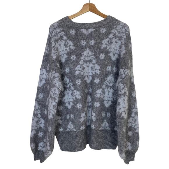 Lewit Womens Gray White Textile Round Neck Wool Blend Pullover Sweater Size 1X - Picture 5 of 7